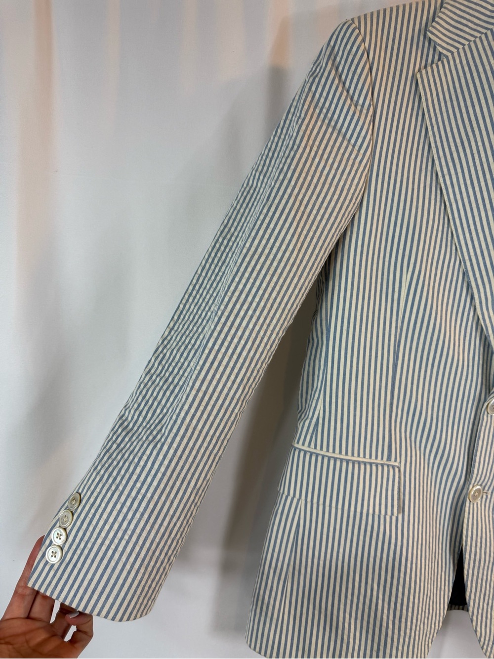 J. Crew Ludlow Fit Blue and White Seersucker Suit Jacket - Picture 5 of 15